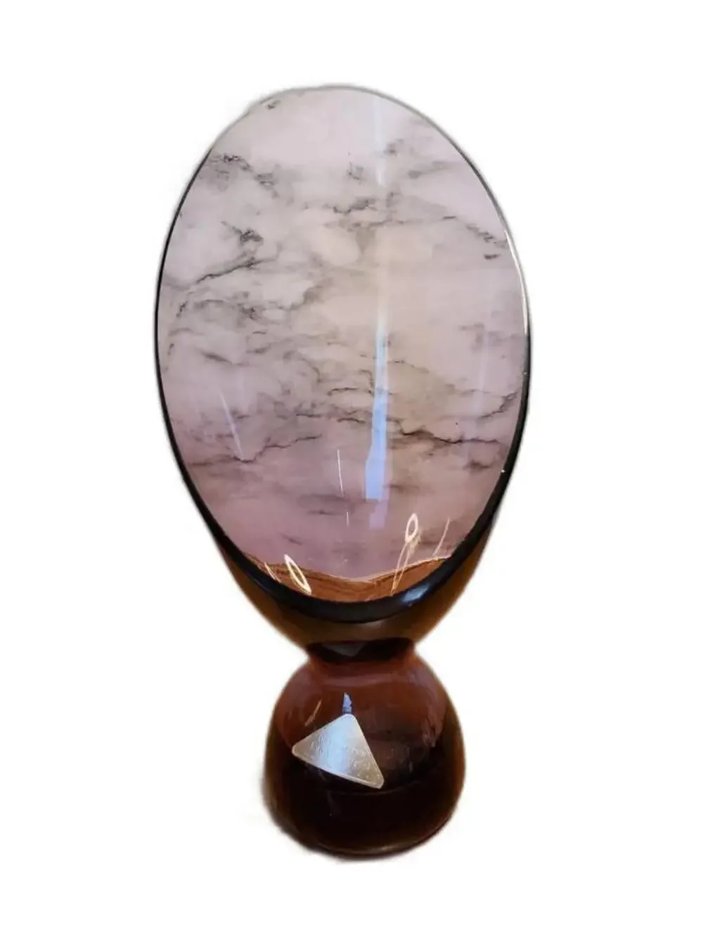MORGANTOWN Adams, Slant Top Hourglass vase, Amethyst Purple candleholder, MCM